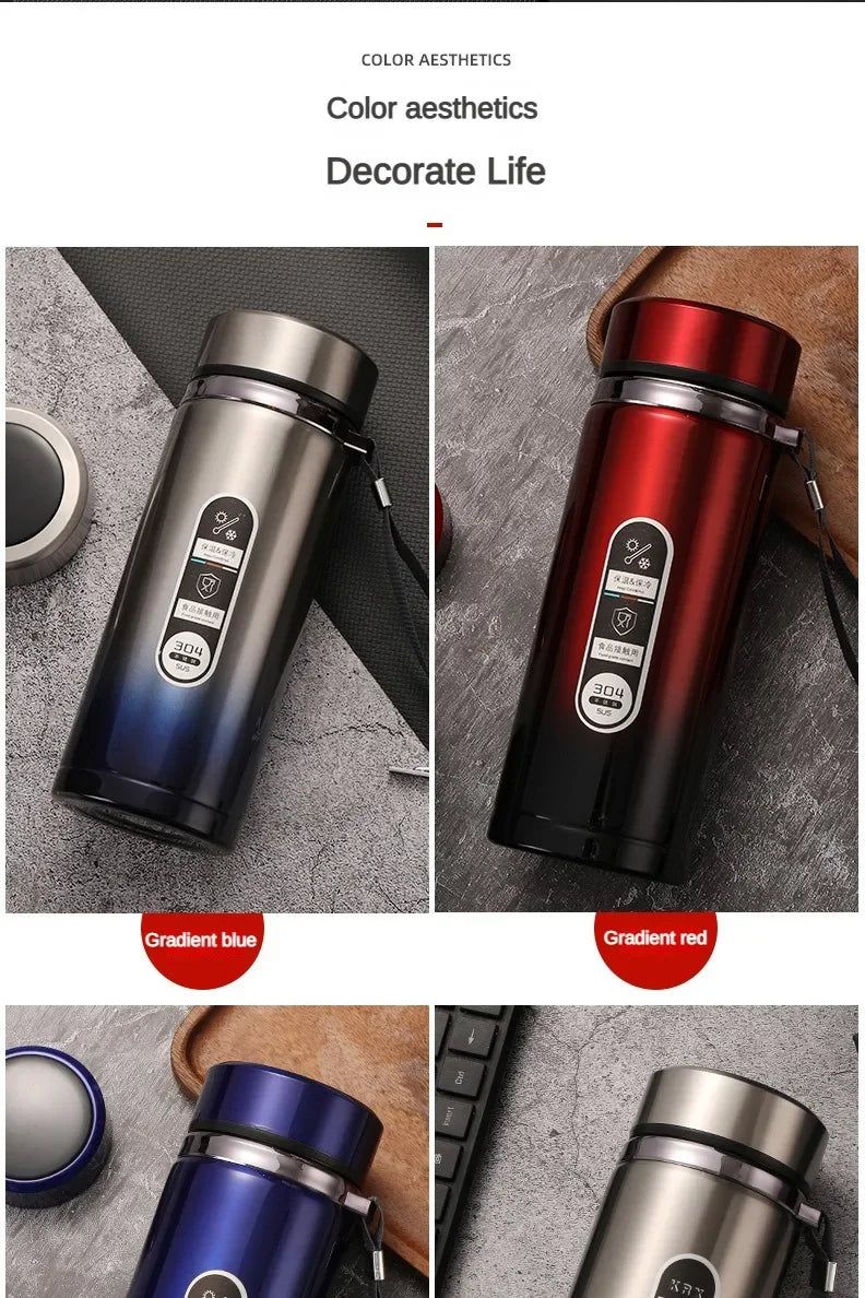 SoftAura Stainless Steel Thermos Bottle LED Temperature Display 500ML- 1L Sus304 Vacuum Flask Portable Cup  2026 New