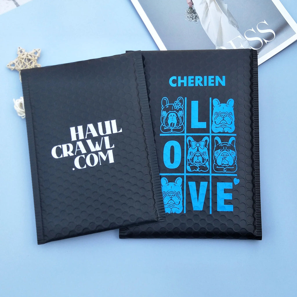 50pcs Poly Bubble Envelope Bags with Logo Printed Padded Shipping Envelopes With Bubble Mailing Bag Shipping Gift Packages Bags