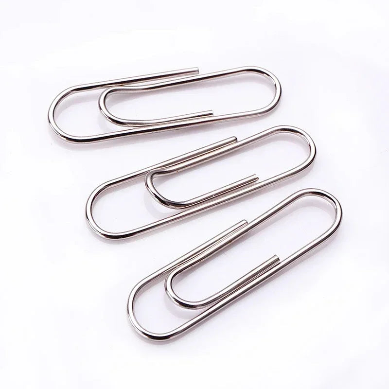 500/300/100PCS Metal Silver Paper Clips for Paperwork Stainless Steel Bookmark Paperclips Organizers Office School Supplies