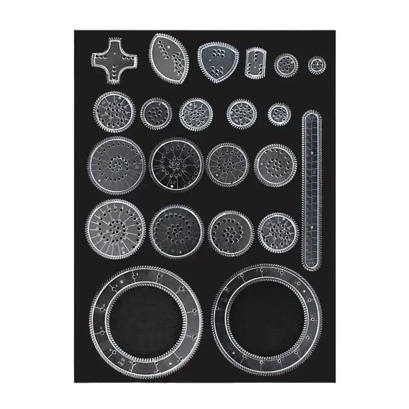 22pcs Roundness Ruler Set Geometric Ruler Mathematical Roulette Drawing Tools Learning Painting Puzzle Toys Art Tool