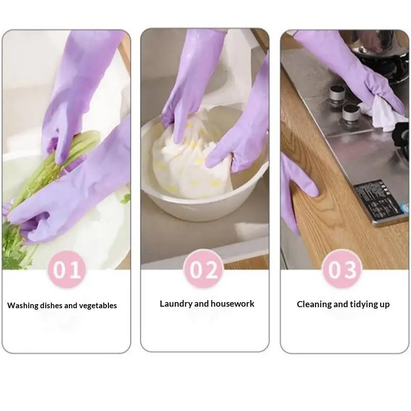 dailyWater Resistant Dish Washing Gloves 1 Pair Durable Latex Rubber Gloves Reusable for Kitchen Cleaning Laundry Gardening Use