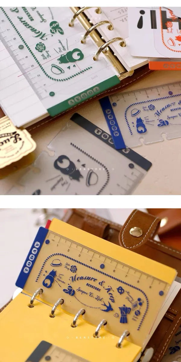 Binder Storage ruler vintage loose-leaf Notebook inner page index divider bookmark DIY accessory flexible ruler