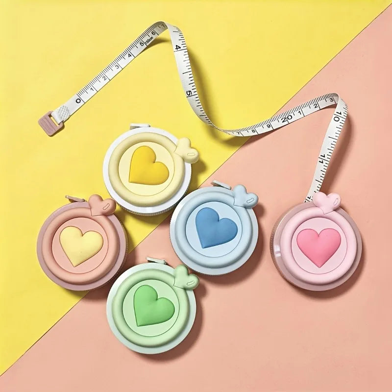 1pc Compact Retractable Pastel Heart-Shaped Mini Tape Measure - for Body Measurements, Clothing