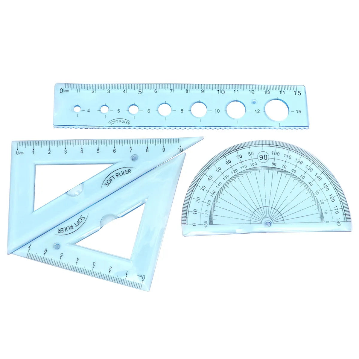 4Pcs Bendable Soft Ruler Set Premium Plastic Student Geometry Tools Clear Scale Portable School Rulers for Kids Boys Girls