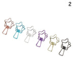 6PCs/Set Hollowed Out Design Metal Binder Clip Long Tail Office Hand Book Folder Paper Organizer Stationery Fish