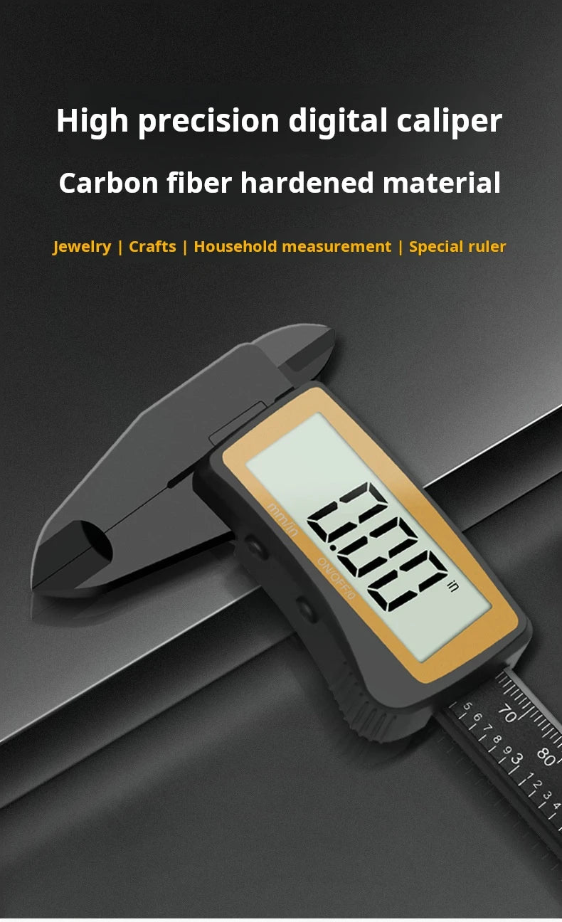 New Carbon Fiber Full Screen Electronic Digital Display Vernier Calipers High Precision 0-150mm Calipers Measure Tool With Boxed