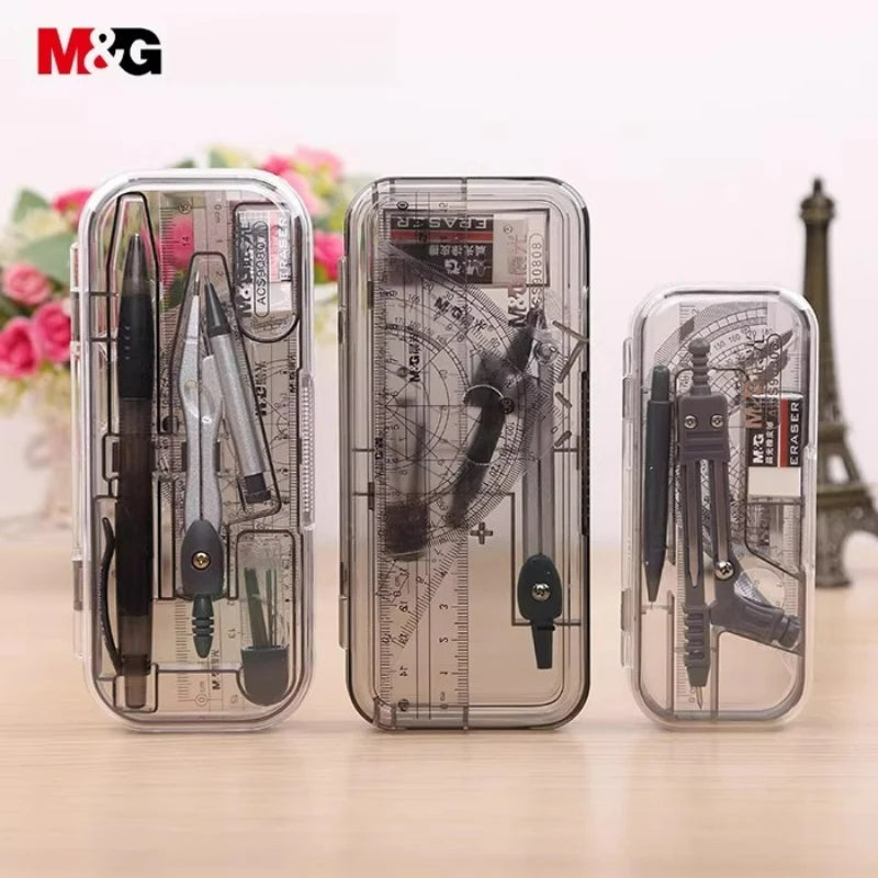 M&G Exam Ruler Set with Square Root Straight Ruler Protractor and Compass with Pen - Holding Design Refillable Type ACS90808