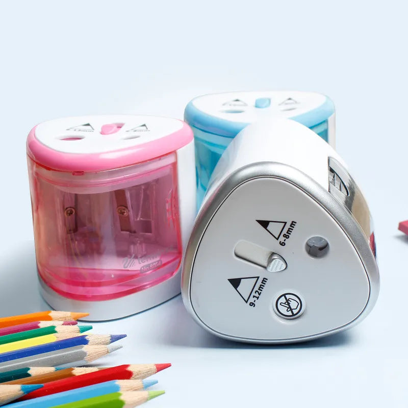 New Useful Battery Operated Electric Pencil Sharpener W/2 Holes 6-8mm And 9-12mm Auto-Stop School Supplies Korean Stationery