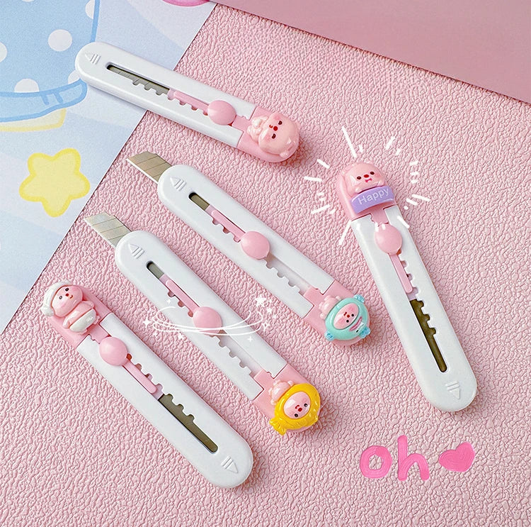 1pc Mini Portable Art Knife Students Use Envelope Opener Cute Cartoon Paper Cutter Office Stationery Express Unpacking Device