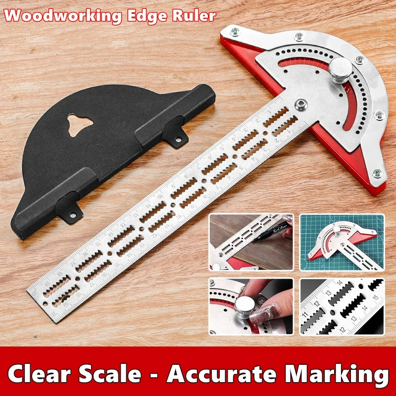 0-180 Degree Angle Gauge Woodworkers Edge Ruler Stainless Steel Protractor Angle Finder Ruler Precision Carpenter Measuring Tool