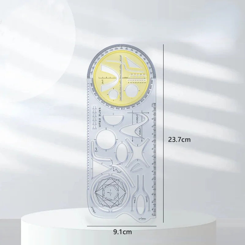 For School Multifunctional Primary School Activity Drawing Geometric Ruler Triangle Ruler Compass Protractor Set Measuring Tool