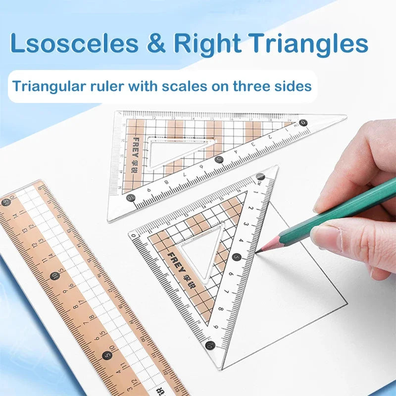 7 Pcs/Set Mathematical Rulers Set - Multi-function Professional Compass Ruler Drawing Tools, School Supplies Students Stationery