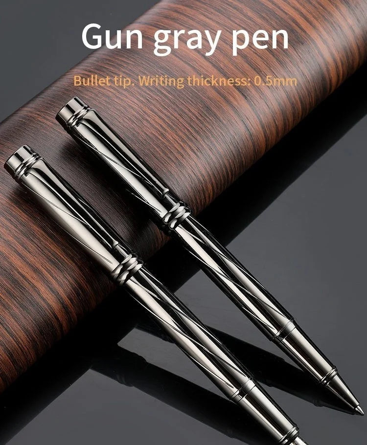 1 PC High Quality Luxury Full Metal Ballpoint Pen Silver Plating Ball Pens Business Writing Signing School Office Supplies 03733