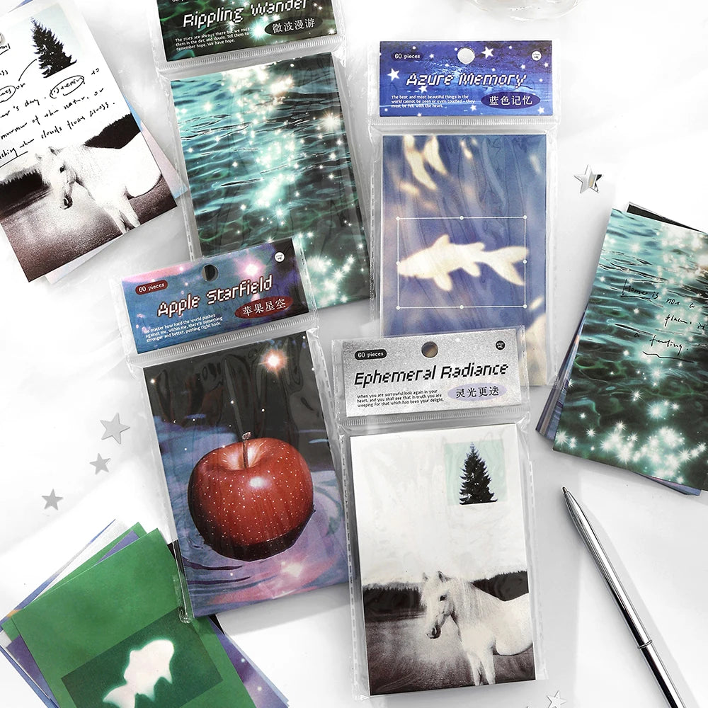 60pcs Dream Capture Series Tearable Memo Paper Junk Journal Collage Decoration Scrapbook Background Paper Japanese Stationery