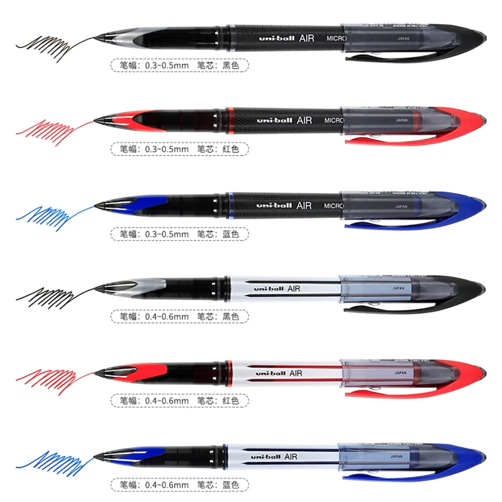3/6pcs Japan Uniball Gel Pen AIR Straight Liquid Signature Pen UBA-188 Black Technology 0.5/0.7mm Free Writing School Supplies