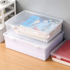 Plastic Clear Square Shape Storage Box Organizer Box Large Capacity Transparent Document Organizer Desktop Document Storage Case