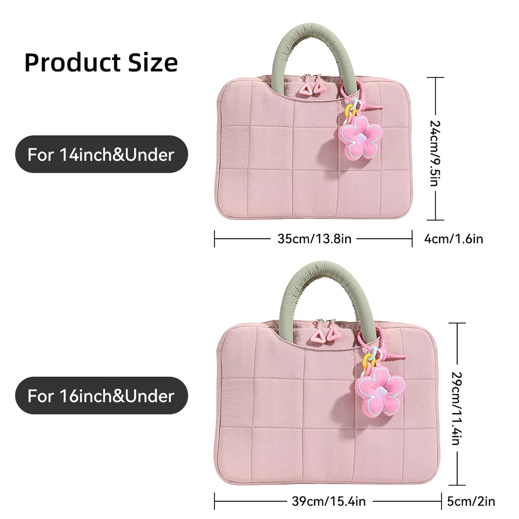 Lightweight Puffy Laptop Sleeve 14/16 Inch Commuter Laptop Briefcase Notebook Sleeve Notebook Case Portable Handbag for Women