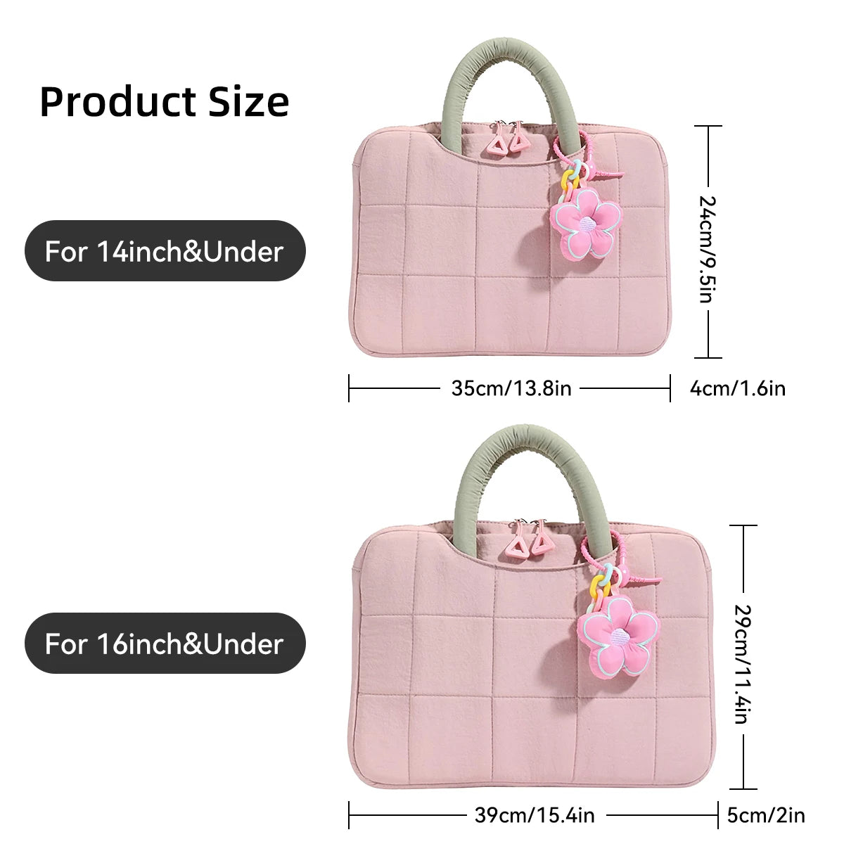 Lightweight Puffy Laptop Sleeve 14/16 Inch Commuter Laptop Briefcase Notebook Sleeve Notebook Case Portable Handbag for Women
