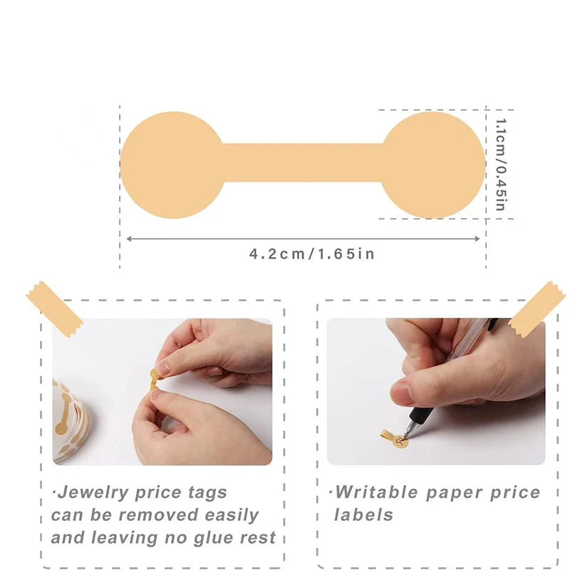 500Pcs/roll Blank Labels Paper Price Tags Portable Self Adhesive Stickers Jewelry Hangtags Necklace Ring Display Packaging
