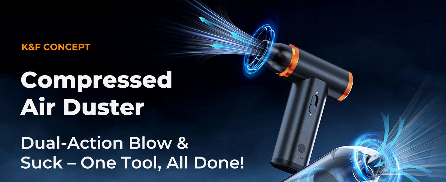 K&F CONCEPT Vacuum Magnetic Electric Air Duster Compressed 2-in-1 Air Blower&Suction for Computer,Laptop Keyboard,Camera Clean