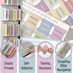 75 Bible Tabs With 6 No Bleed Highlighters,Morandi Theme, Bible Indexing Tabs,Bible Book Tabs,Bible Labels Tabs+Pens