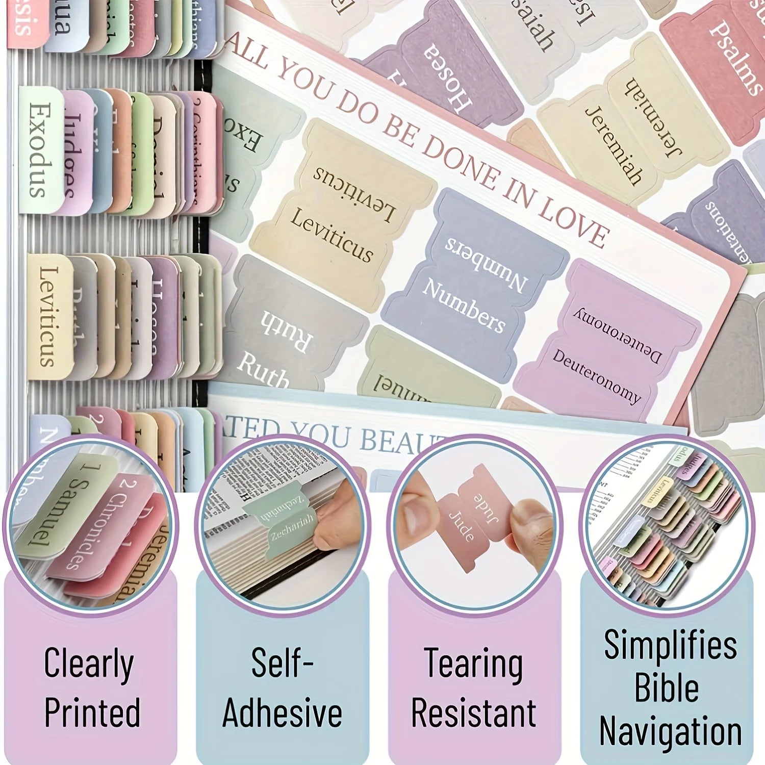 75 Bible Tabs With 6 No Bleed Highlighters,Morandi Theme, Bible Indexing Tabs,Bible Book Tabs,Bible Labels Tabs+Pens
