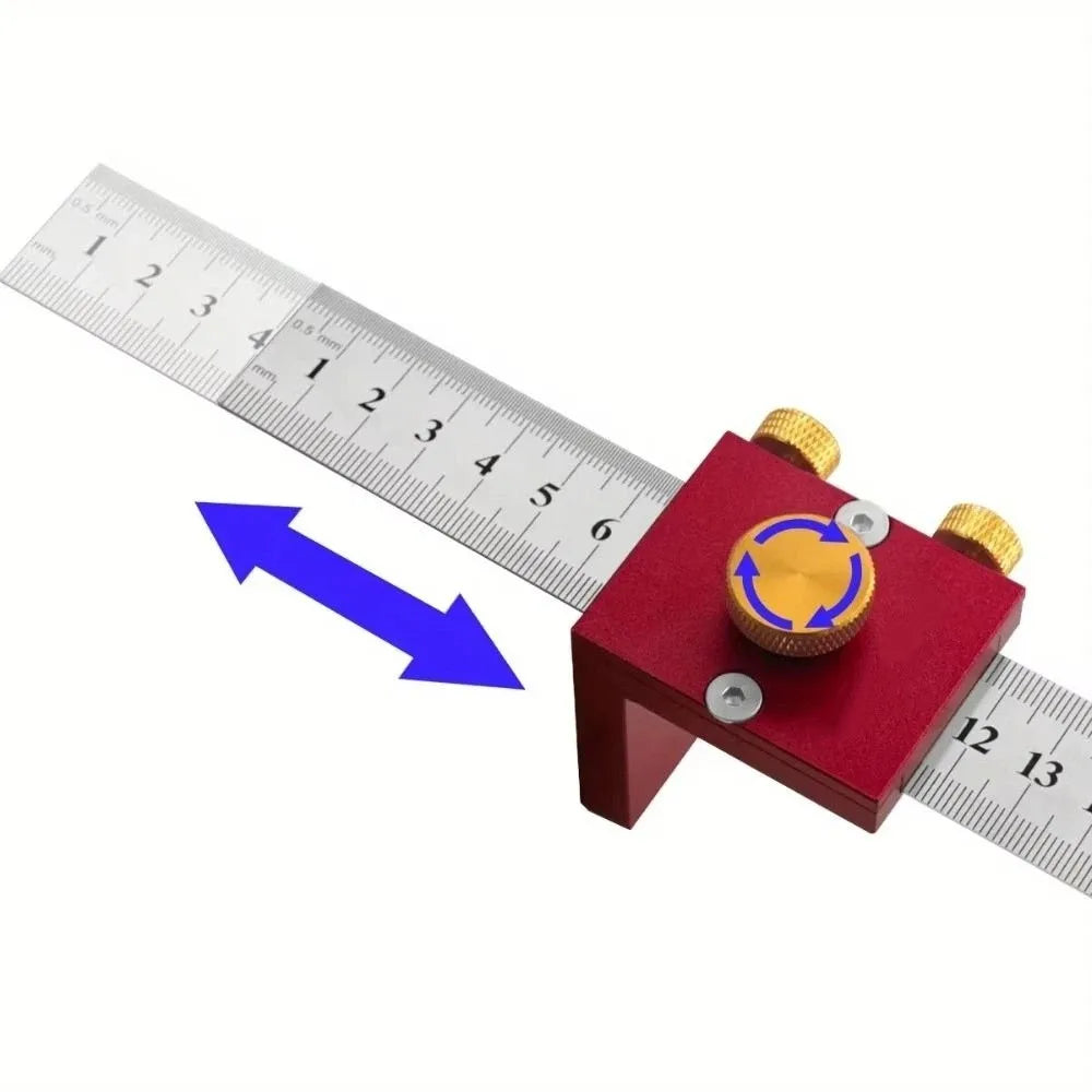 Professional T-Type Woodworking Scriber Precision Marking Gauge Scribing Positioning Block Adjustable Alloy Scribing Ruler DIY