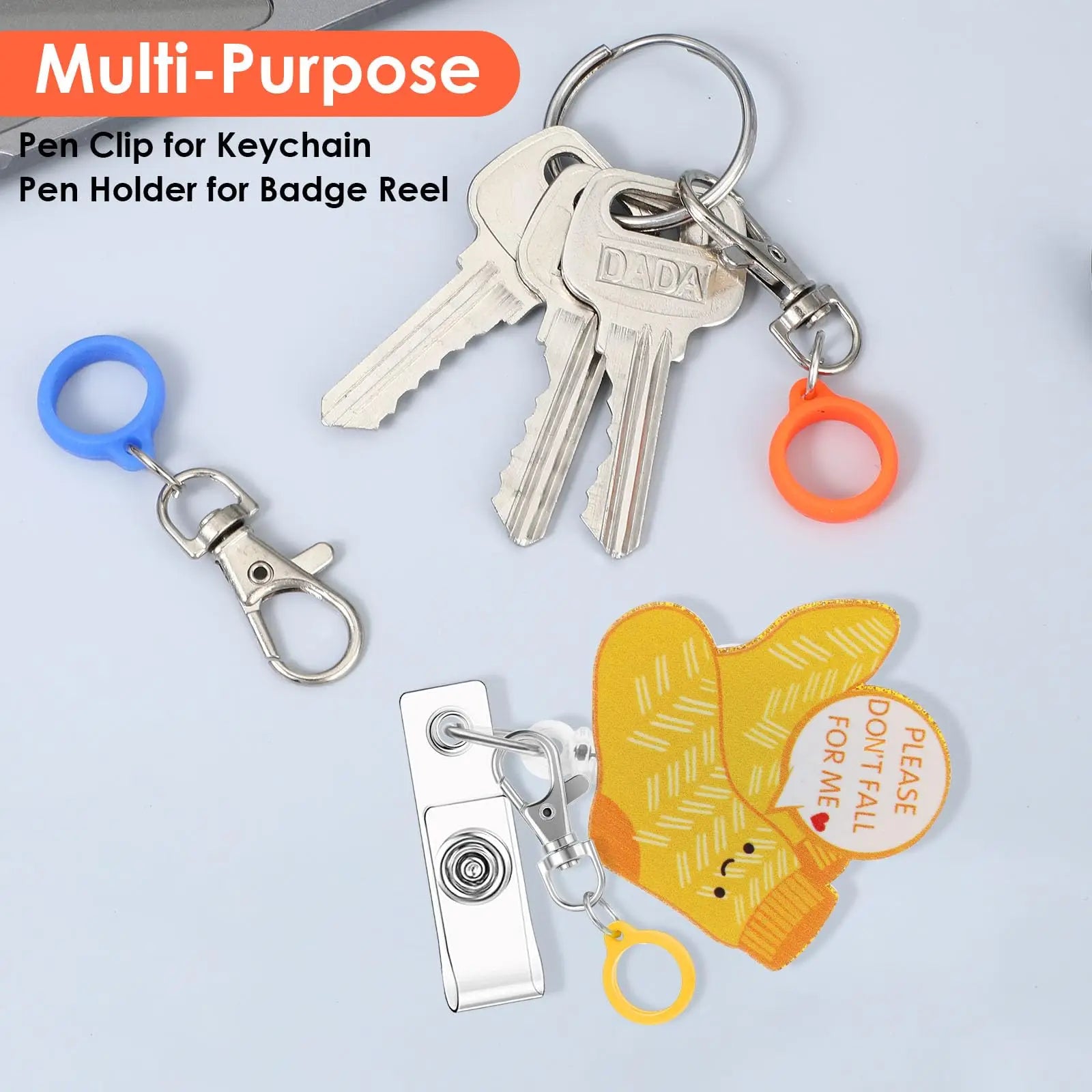 10/20 Pcs Silicone Pen Clip with Lobster Clasp Pen Holder Badge Reel Clips Badge Pen Holder Accessories(Pen not Included)