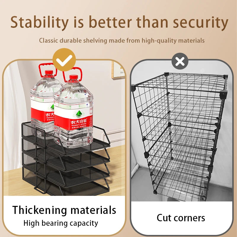 Metal desktop file rack, bookcase, office file storage box, multi-layer iron file frame, data storage, folder shelving