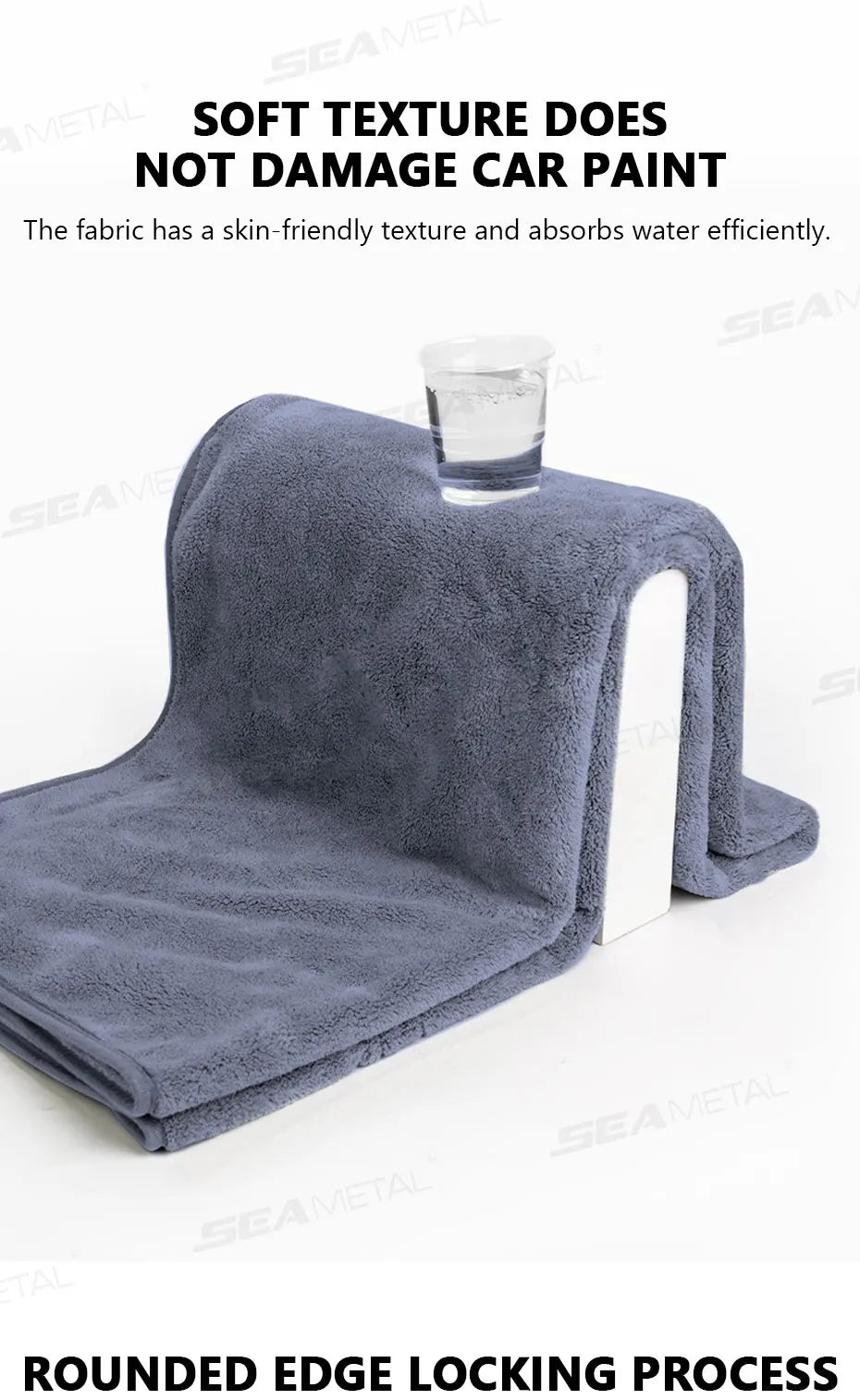 SEAMETAL 160X60CM Microfiber Car Wash Towel Thicken Towels Car Double-Sided Soft Cloth Auto Detailing Care Washing Drying Rags