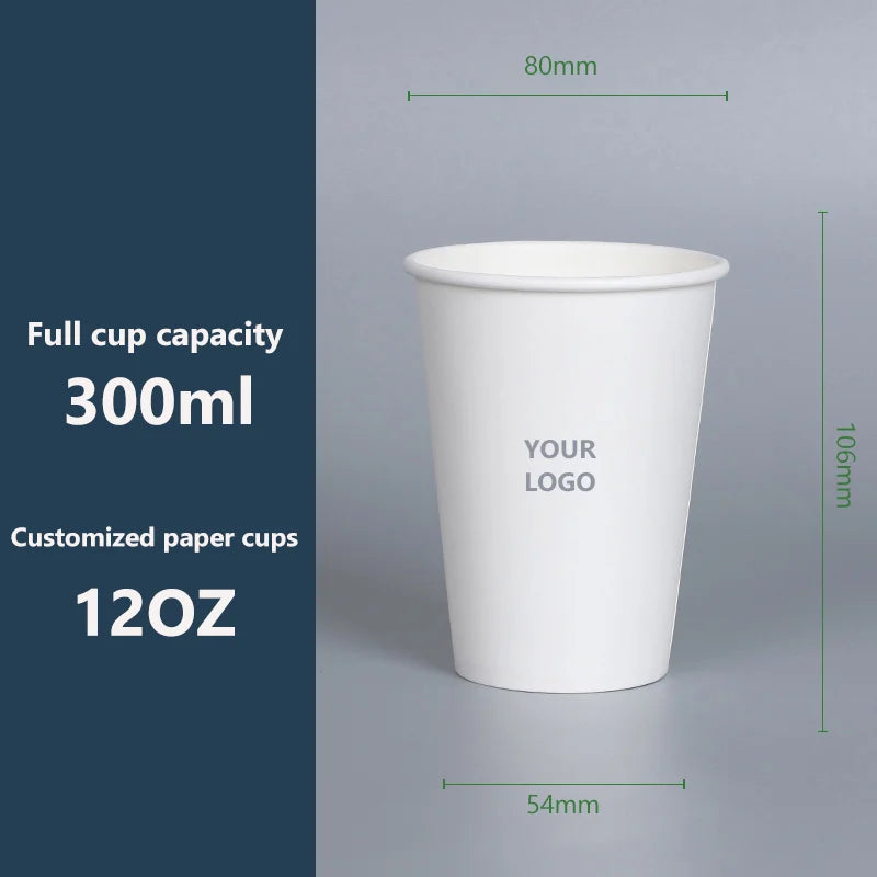 500pcs 12oz 360ml/400ml/420ml Disposable Paper Cups - Custom Logo Printed Bulk Coffee Cups, Thickened Hot/Cold Drink Container