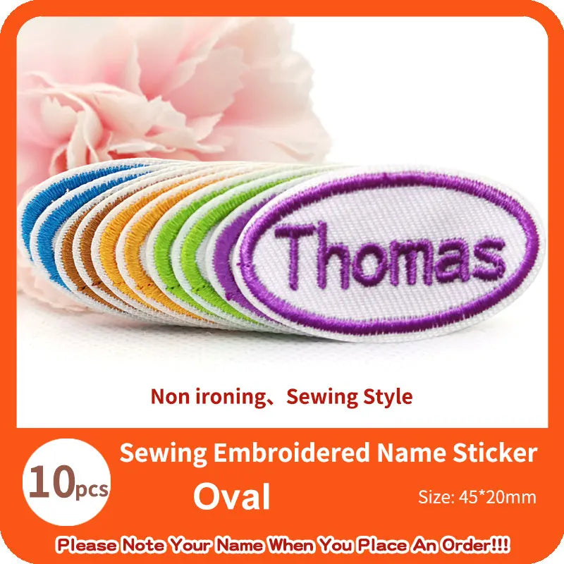 Custom Thermal Embroidery Iron Name Tag Sticker Personalized Washable Sewing Clothing Children Stickers Clothes Babysuit Labels