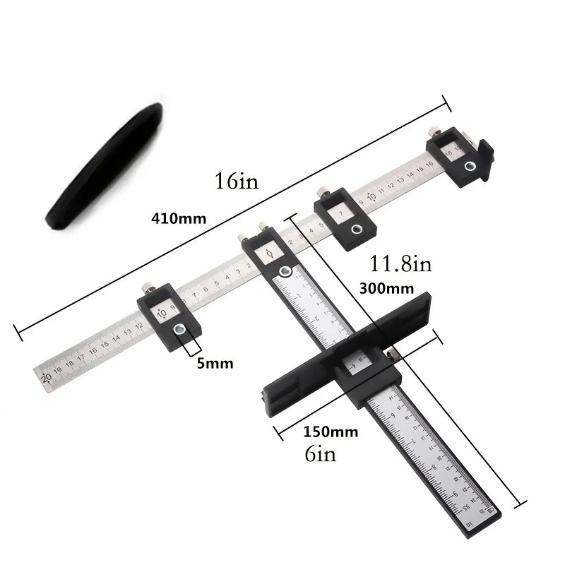 Cabinet Hardware Jig Tool - Wood Drilling Dowelling Guide for Installation of Handles Knobs on Doors and Drawer,Black
