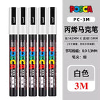 Posca White Marker Brush, Permanent Waterproof Non-fading High Gloss Mark Pens-Rock Art/Fabric Paint/Shoe Graffiti/Poster Making