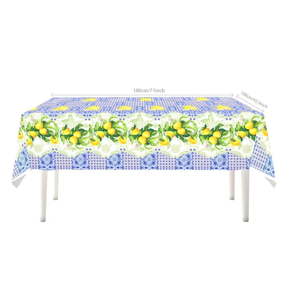 Lemon Birthday Decoration Sicilian Lemon Paper Plates Cups Napkins Tablecloth Banners Spiral Baptism Dolce Vita Party Supplies
