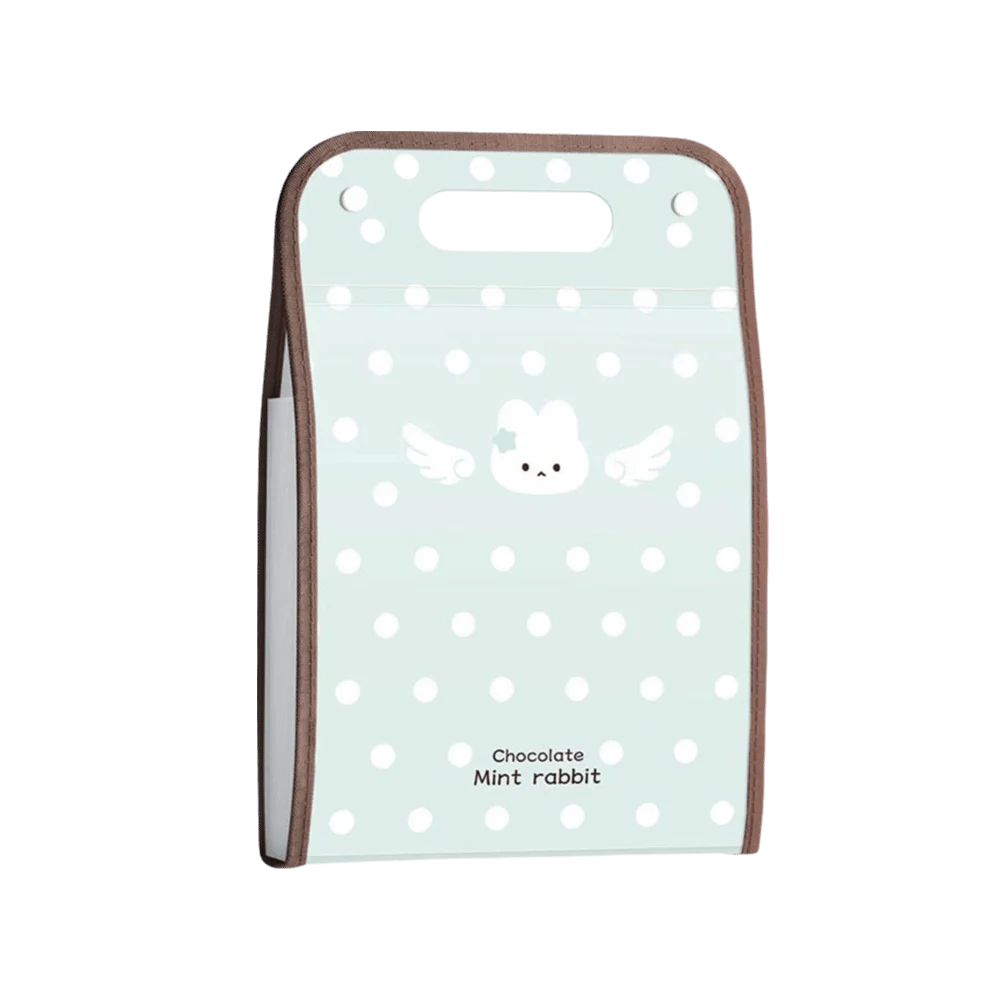 PP Accordion File Organizer Vertical Multi-Compartment Structure Expanding File Folder Portable Carry Handle Cute Pattern
