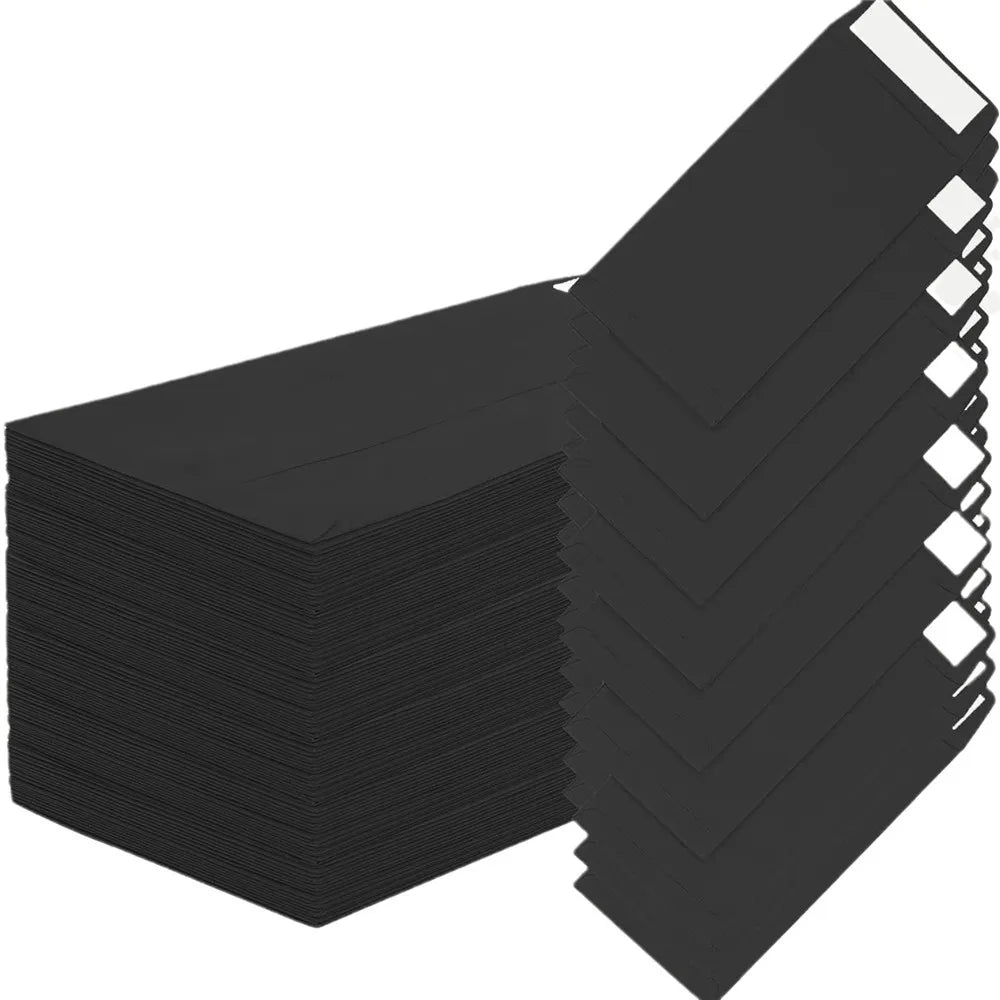 50pcs 8.9x16.5cm Black Paper Envelopes for Cash Banknote Small Change Storage Packaging Seal Bag Document Wedding Invitation Bag