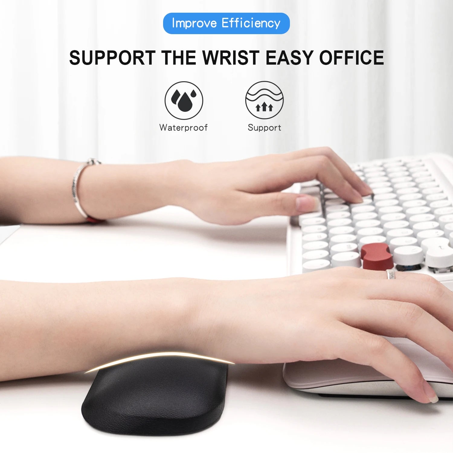 EXCO Ergonomic Silicone Mouse Wrist Rest Support Pad Leather Surface Cushion for Computer Laptop Office Home Gaming Pain Relief