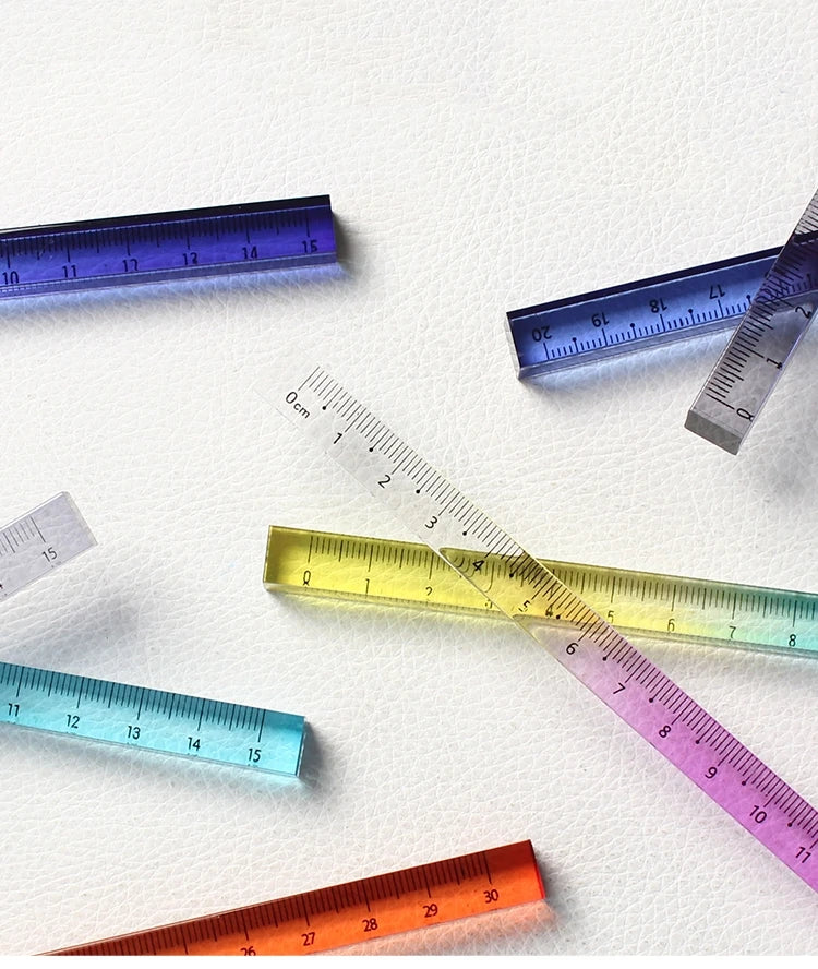 1pcs Colorful Clear Straight Ruler 15cm Four Edges Acrylic Transparent Gradient Lightweight Measuring Tools for Students A7795