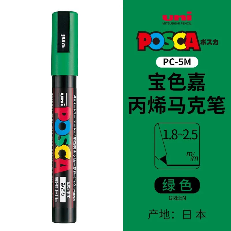 uni POSCA POP Water-Based Marker,Assorted Colors PC-1M/3M/5M 0.7~2.5mm Tips Professional Acrylic Paint Pen for Artists&Designers