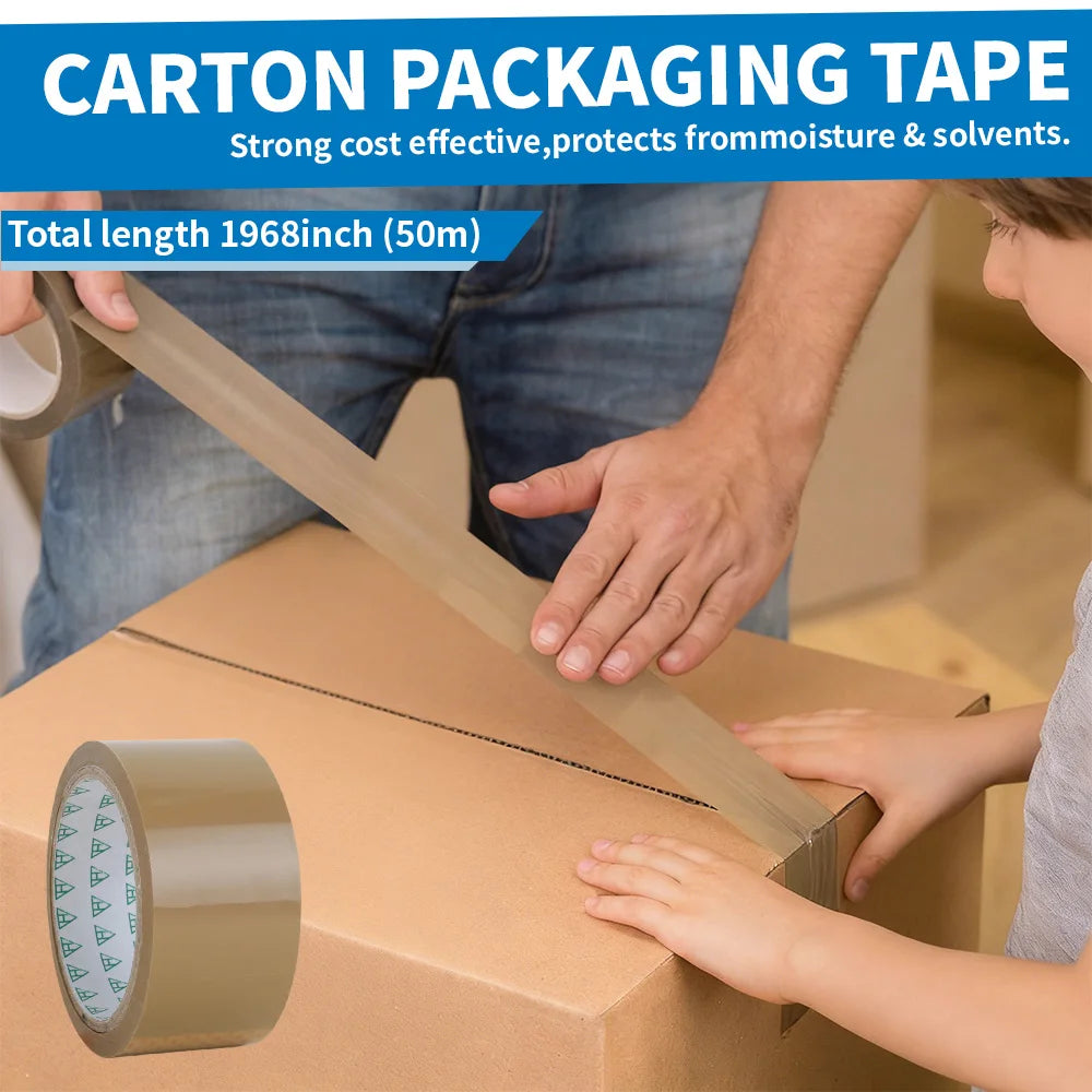 50M×48mm,48U,1 Piece of Colored BOPP Adhesive Tape for Packaging, Dust and Hair Prevention, Suitable for Factories/Homes/Schools