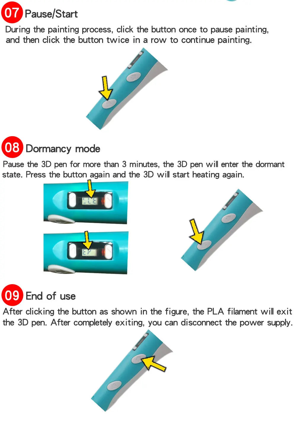 3D Pen 3D Printing Pen DIY Drawing Pen 200M PLA Filament Kids Birthday Kids Christmas Gift with Power Adapter Travel Storage Box