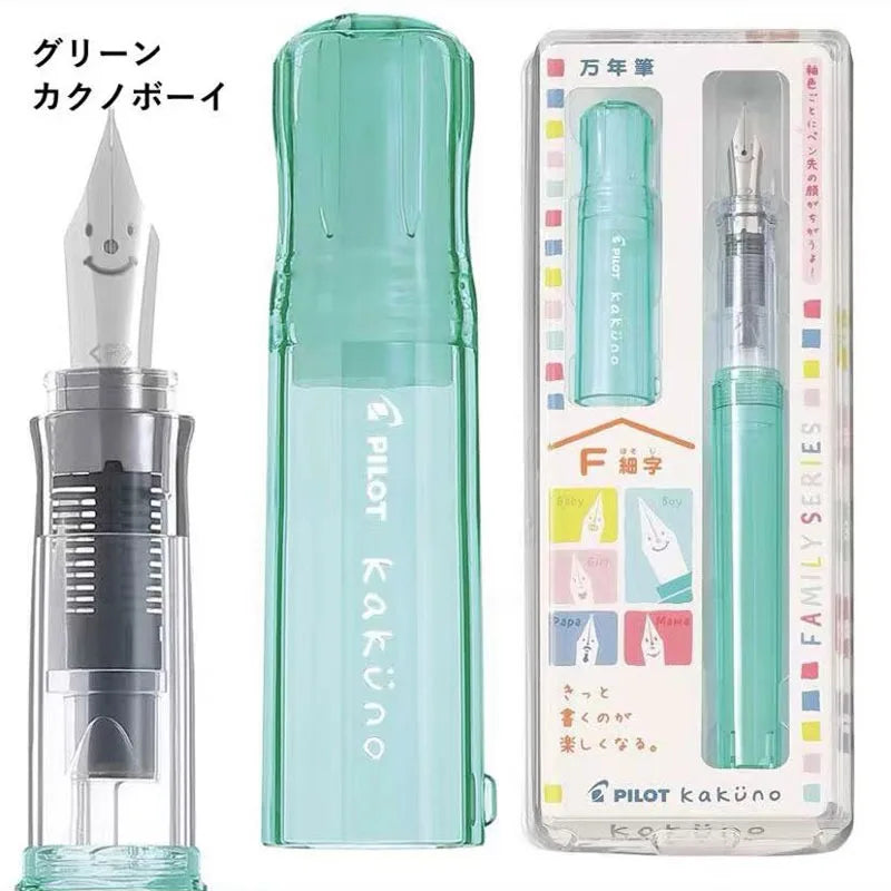 Japan Pilot Kakuno Madoromi Dreamy Fountain Pen Smiley Face Design,Soft Comfort Grip,Instagrammable Aesthetic for Kids&Beginners
