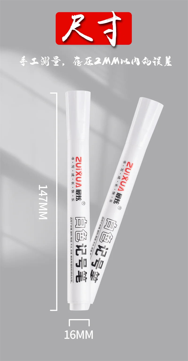1/3/5 Pcs White Marker Pens 1.0mm 2.0mm Fast Drying Permanent Oily Waterproof Paint Tire Markers Graffiti Pens