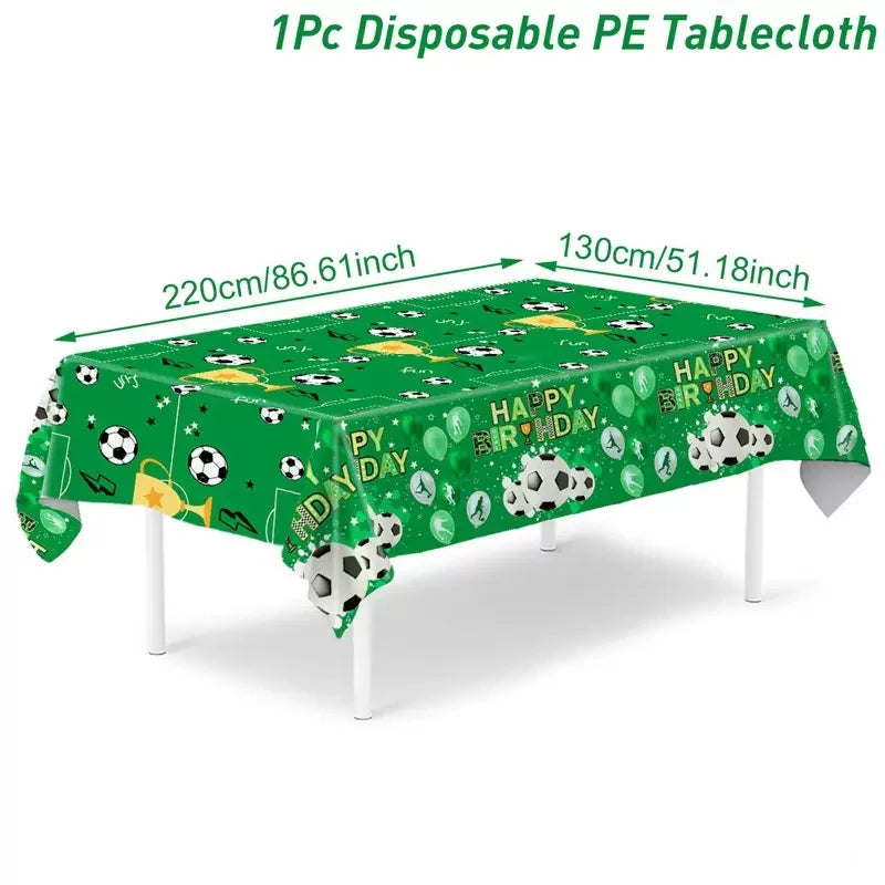 Football Party Tablecloth Decorations Soccer Ball Theme Party Supplies Disposable Table Cover Tableware Set Kids Birthday Party