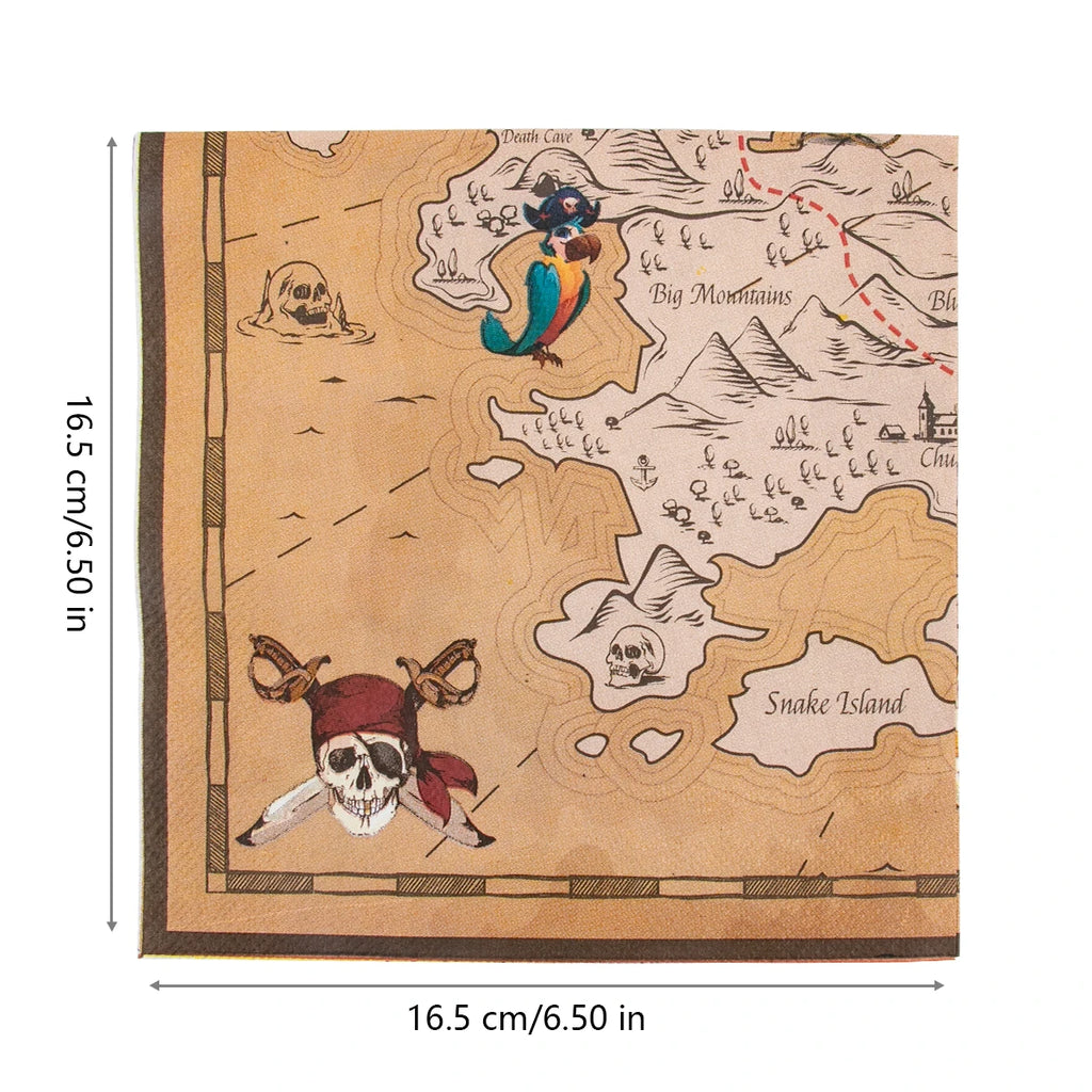 Pirate Theme Disposable Tableware Treasure Map Ship Paper Plate Cup Tablecloth Kids Pirate Birthday Party Decoration Supplies