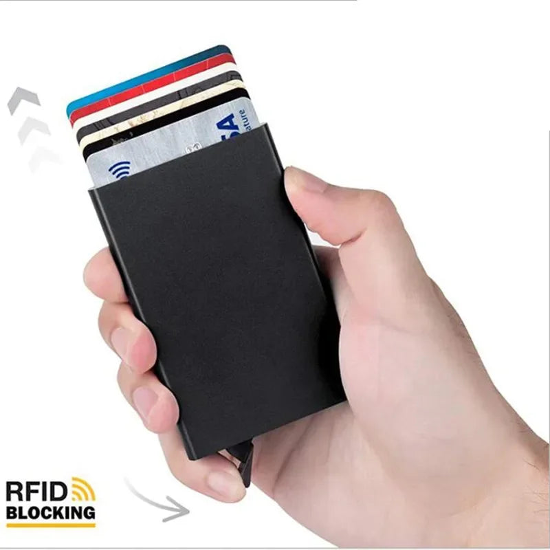 Rfid Metal Credit Card Holder Luxury Men Minimalist Wallet Cardholder Case Bag Business Supplies Card Storage Box Organizer Mini