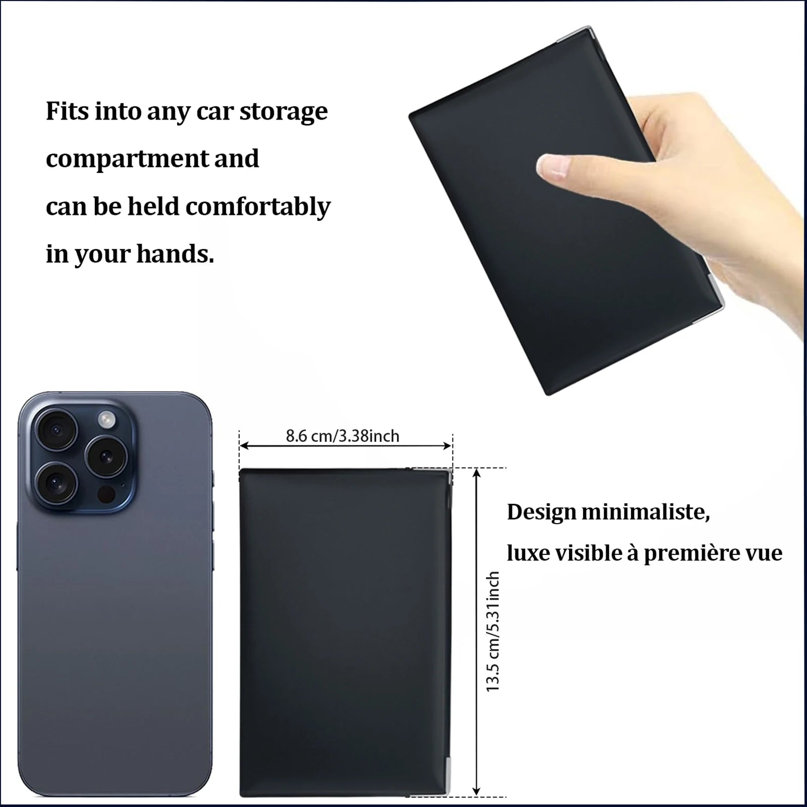 1/2pcs 4-fold grey card holder in imitation leather Vehicle document, insurance & licence holder – Elegant, compact and durable