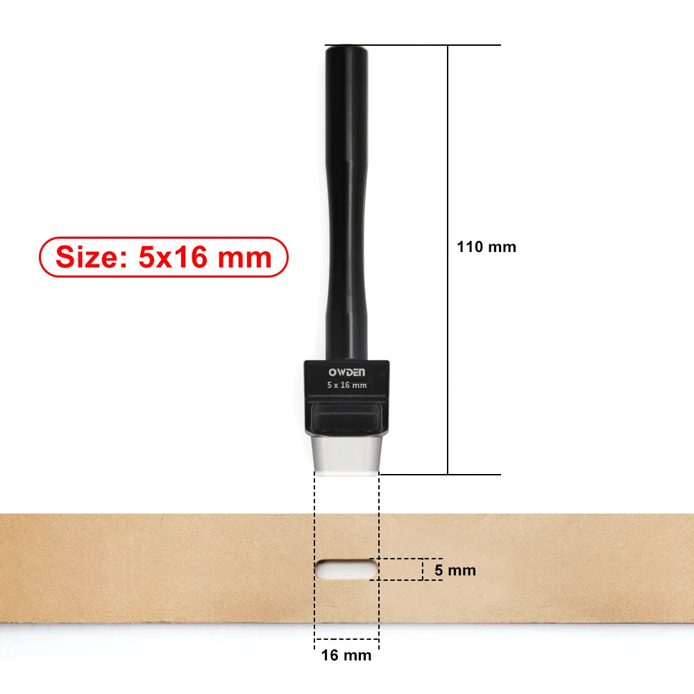 OWDEN Oblong Leather Punch Set for Belt Hole Puncher Oval Hole Strap Watch Band Flat Heavy Duty Leather Craft Hollow Punch