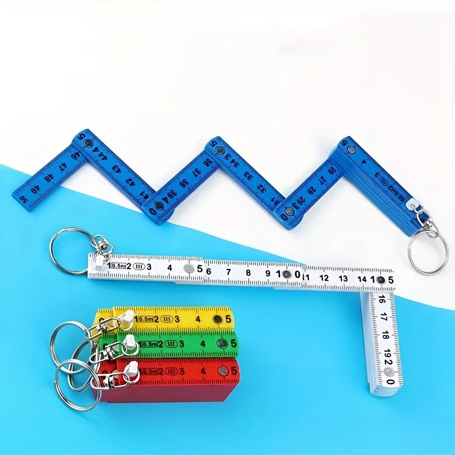 Mini Folding Ruler Keychain Portable Plastic Measuring Tape